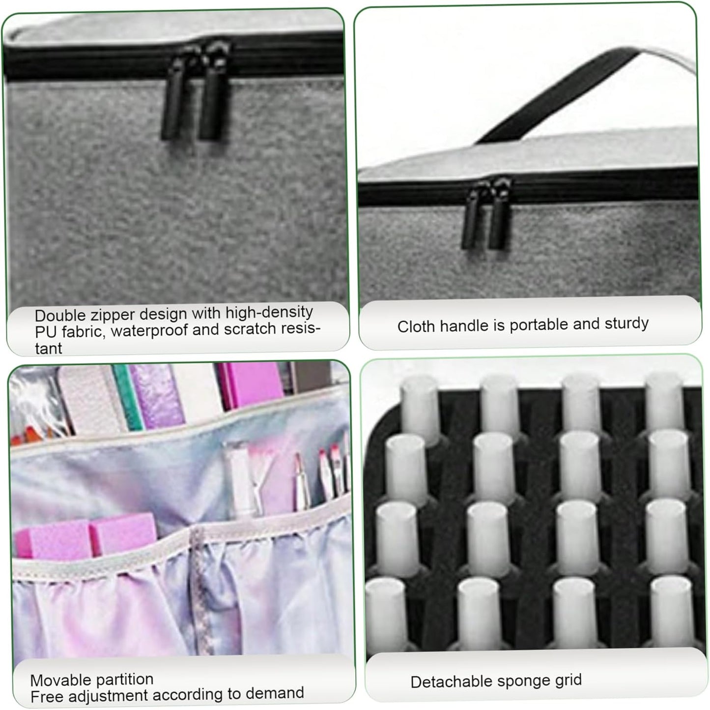 Large Capacity Grey Makeup Organizer Case - Cosmetic Storage Beauty Bag for Makeup Tools