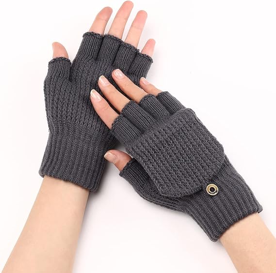 Women's Warm Fingerless Gloves - 1 Pair - Dark Grey