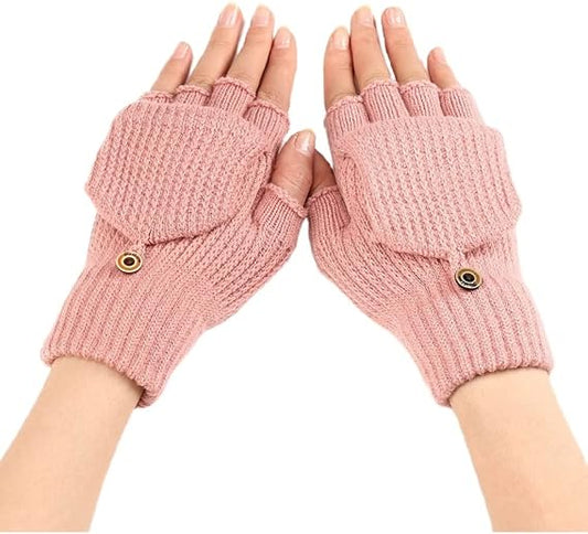 Women's Warm Fingerless Gloves - Pink - 1 Pair