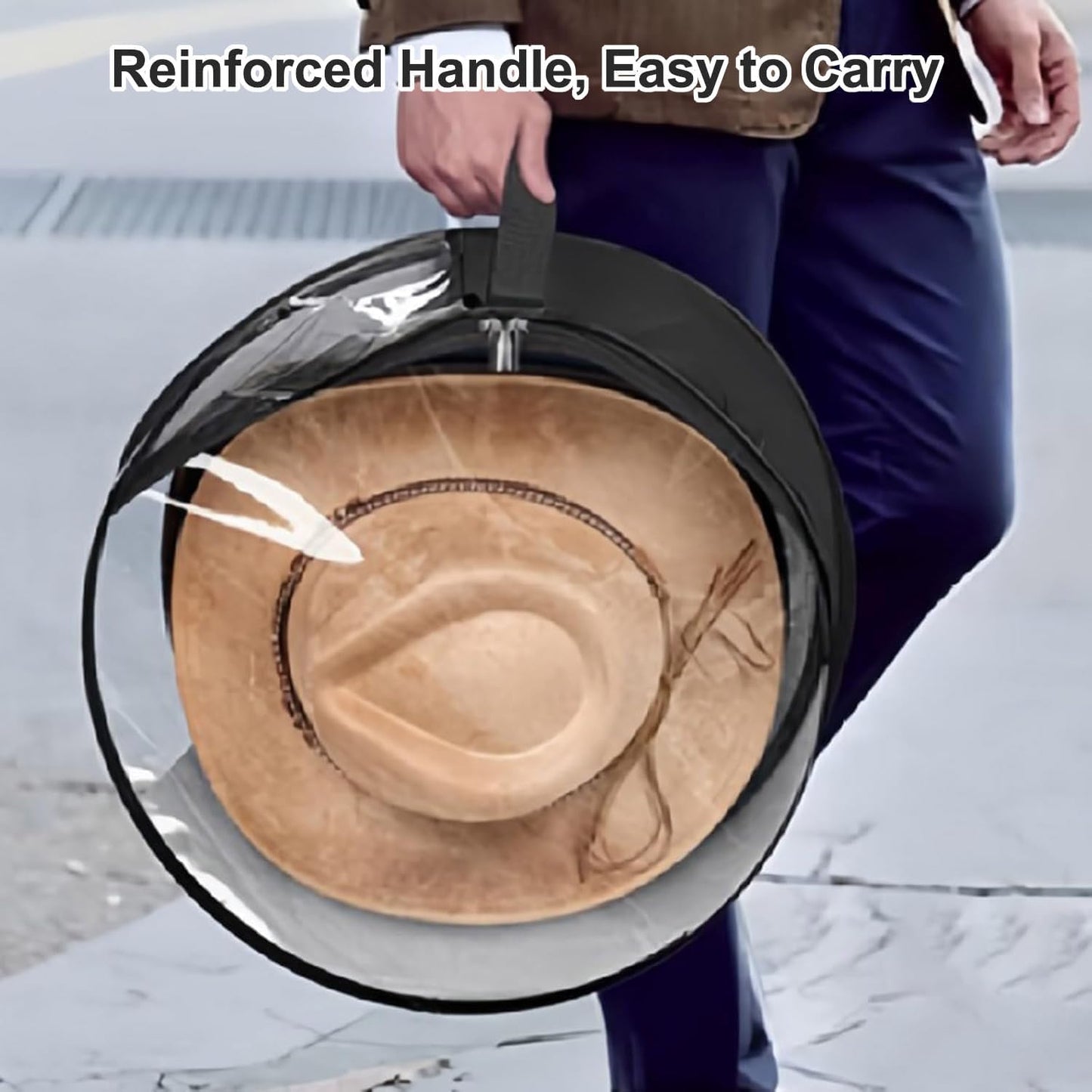 Oversized Transparent Hat Storage Bag for 5-7 Hats Men Women Portable Cowboy Hat Case with Zipper Handle Dustproof Multipurpose Organizer