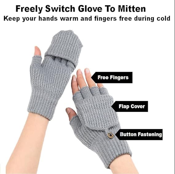 Women's Red Warm Fingerless Gloves 1 Pair