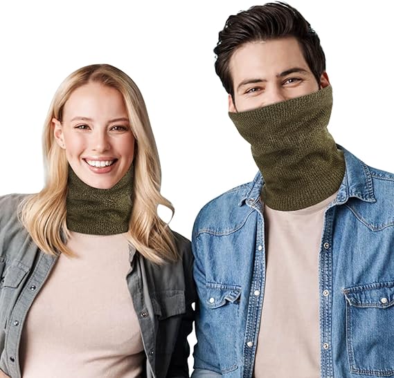 Military Green Fleece Scarf for Winter Sports - Warm Soft Neck Warmer for Cold Weather Activities