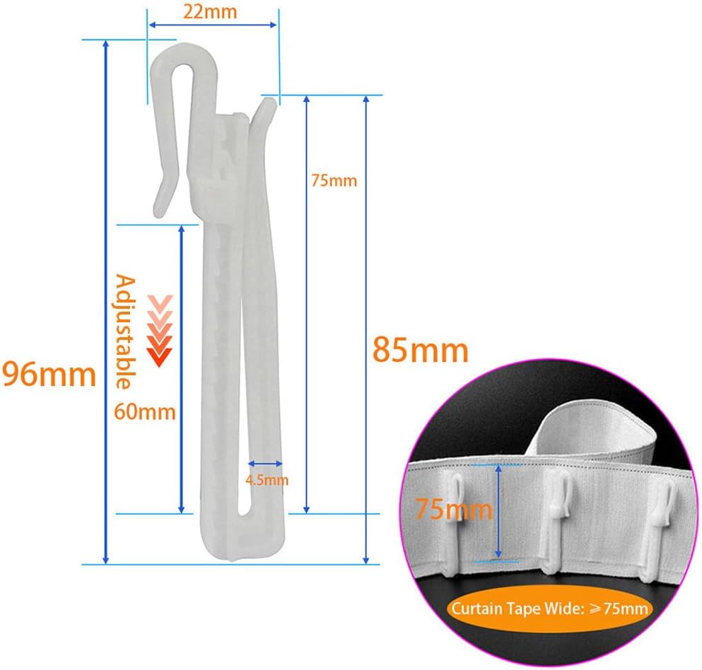 30 Pack 85mm White Curtain Hooks Window Decoration Accessories