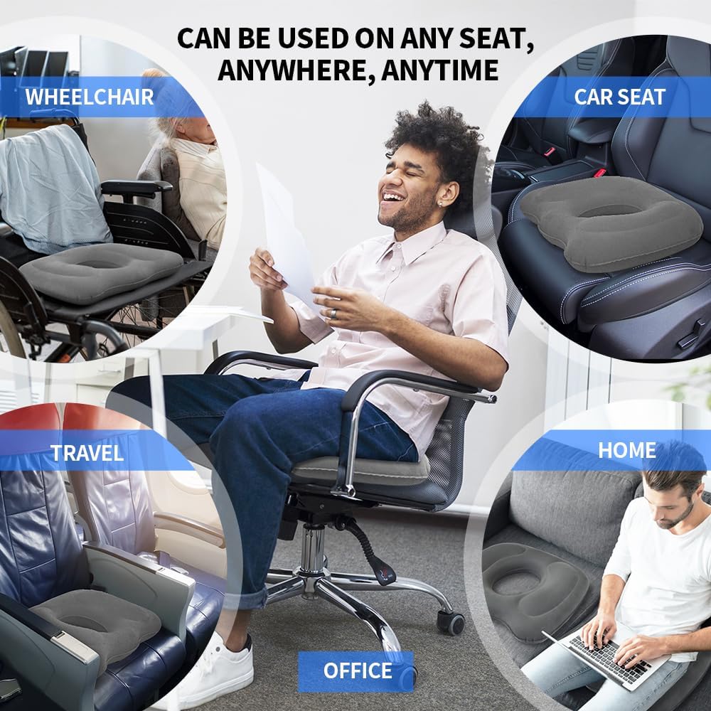 1 Piece Grey Anti-Slip Ring Cushion Chair Pad for Office Chair