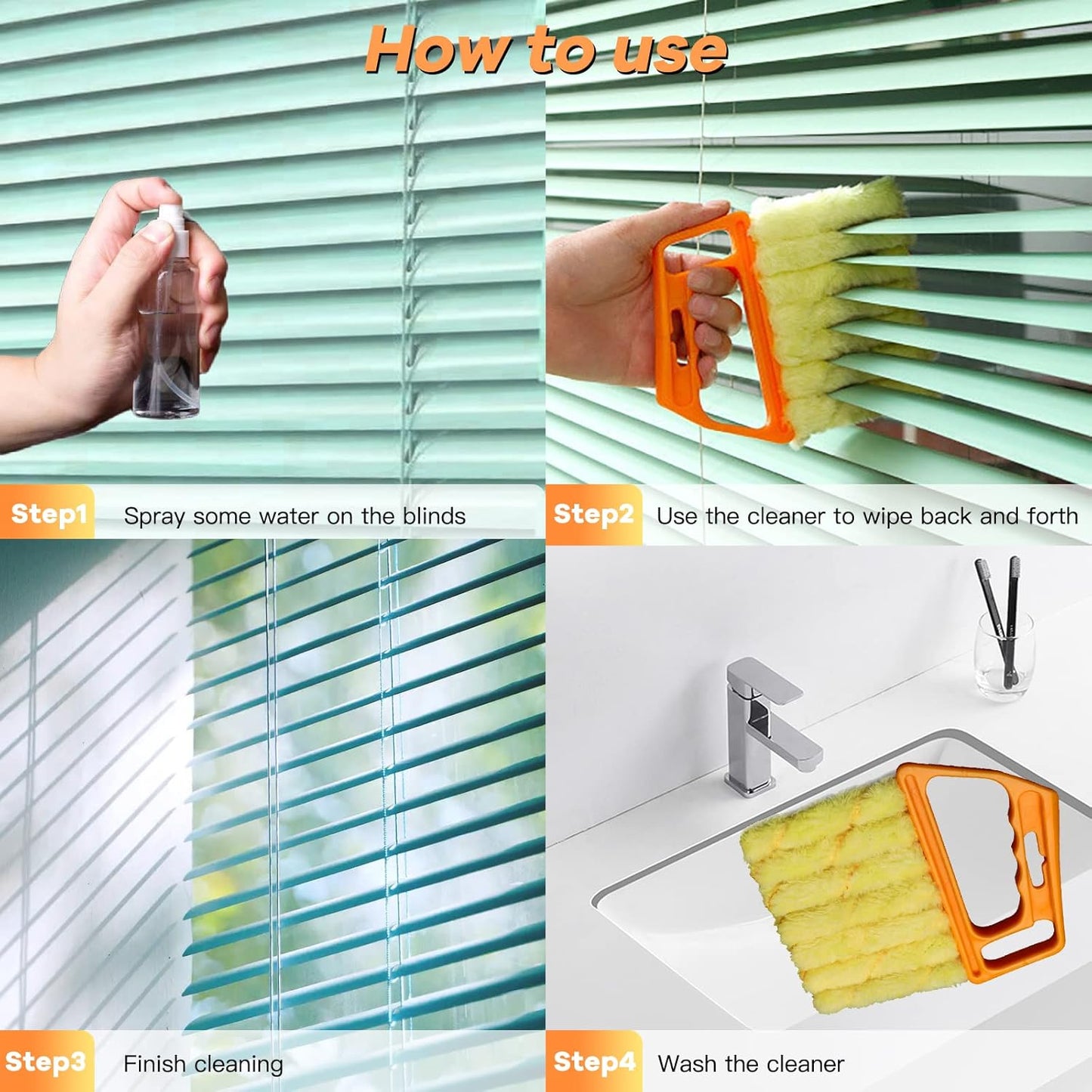 4 Pack Lamella Cleaner Dust-Free Yellow and Orange Blades Cleaning Tool