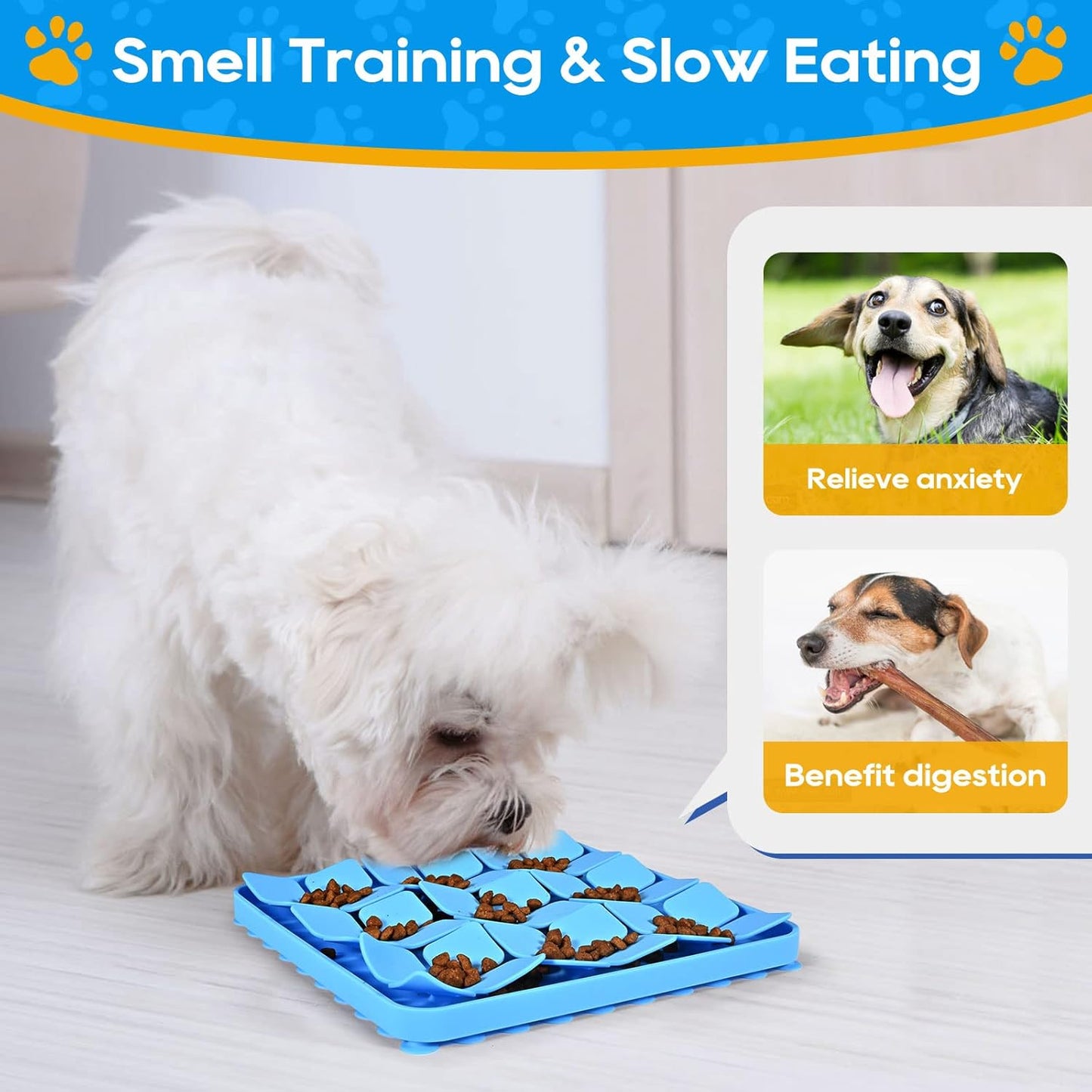 Slow Feeder Dog Cat Bowl Blue 1 Piece Pet Food Bowl