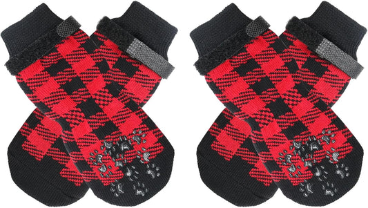 Dog Socks Size S Red Anti-Slip Pet Paw Protectors for Indoor Use