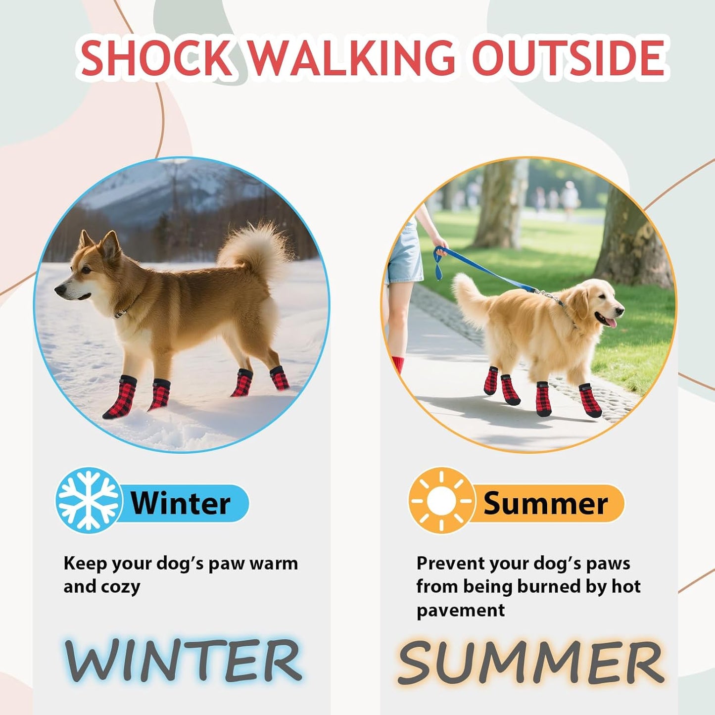 Dog Socks Size S Red Anti-Slip Pet Paw Protectors for Indoor Use