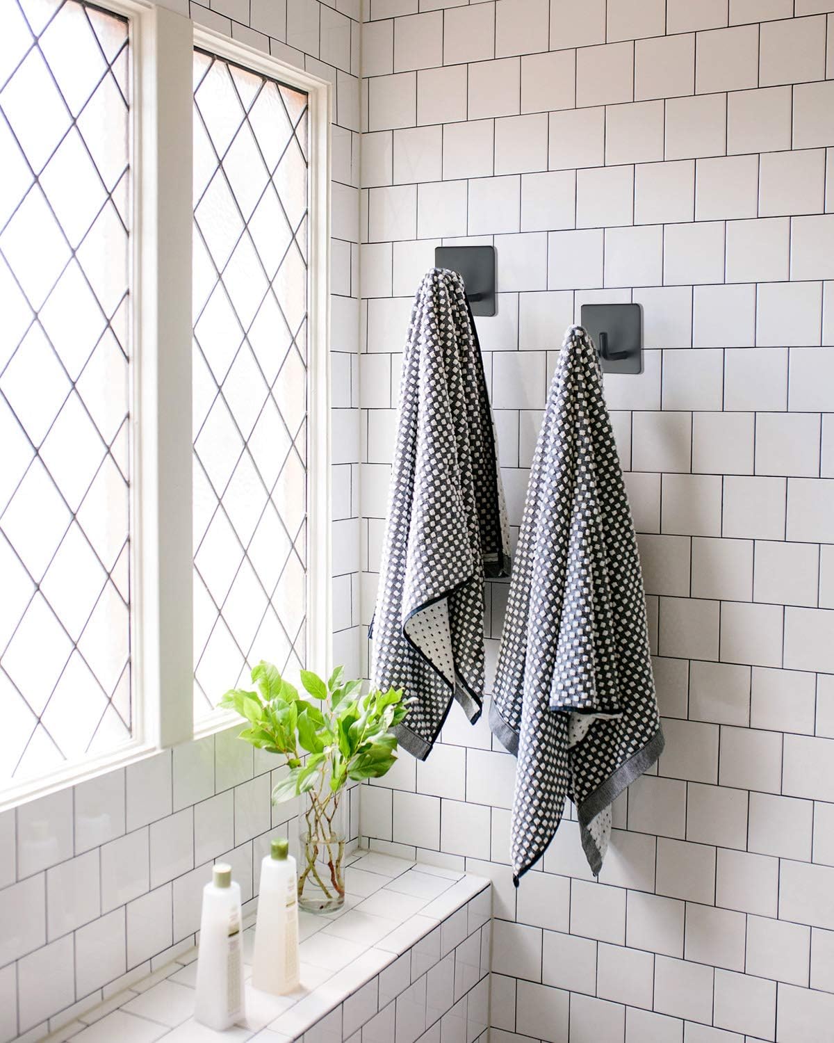 2 Pack Black Stainless Steel Non-Slip Self-Adhesive Bathroom Towel Holders