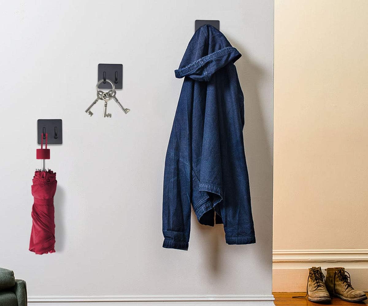 2 Pack Black Stainless Steel Non-Slip Self-Adhesive Bathroom Towel Holders