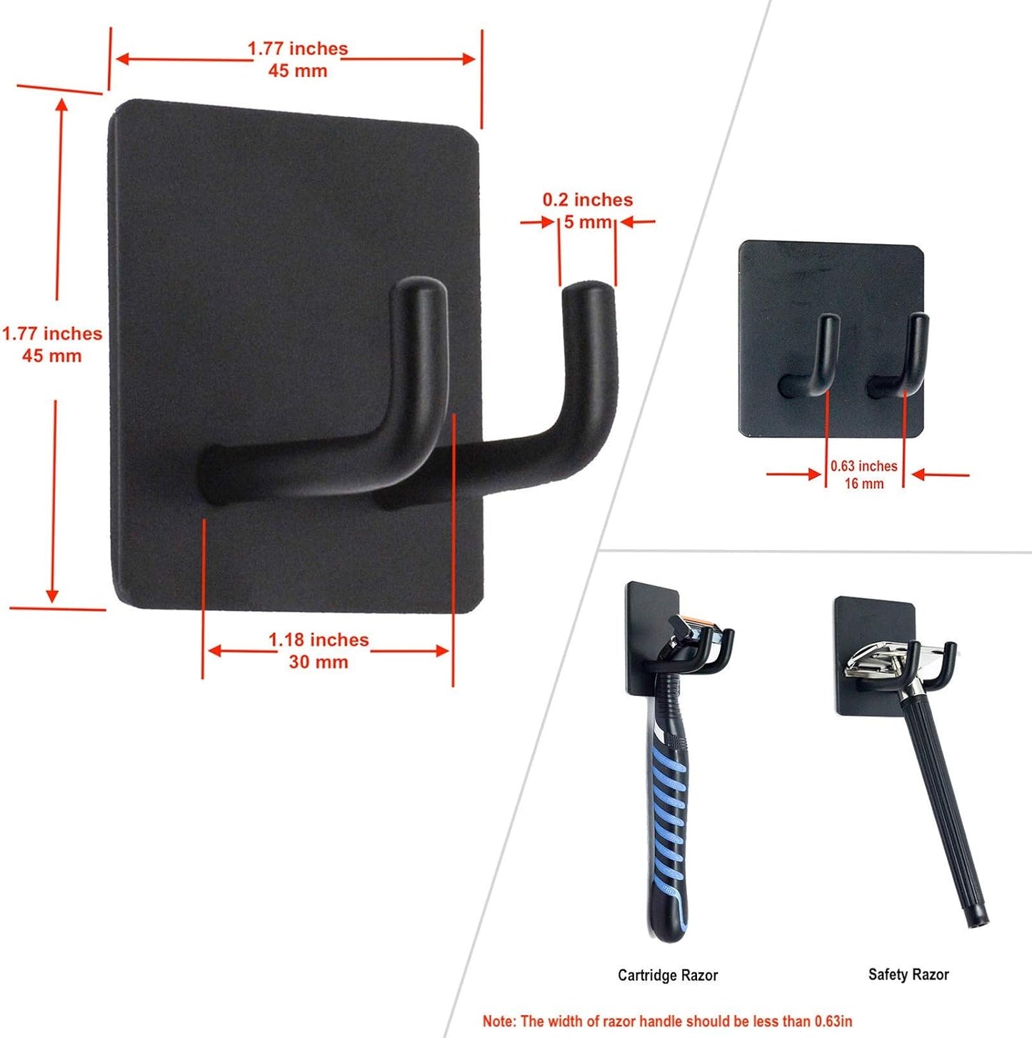 2 Pack Black Stainless Steel Non-Slip Self-Adhesive Bathroom Towel Holders