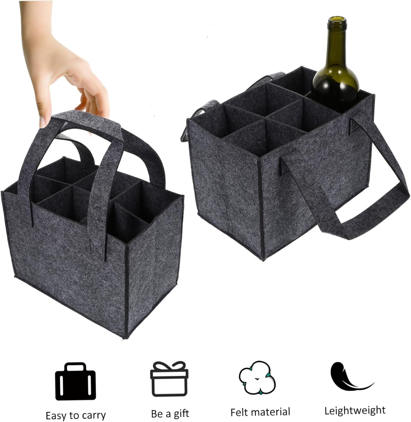 6 Bottle Wine Rack - Dark Grey - Storage Organizer for Bottles