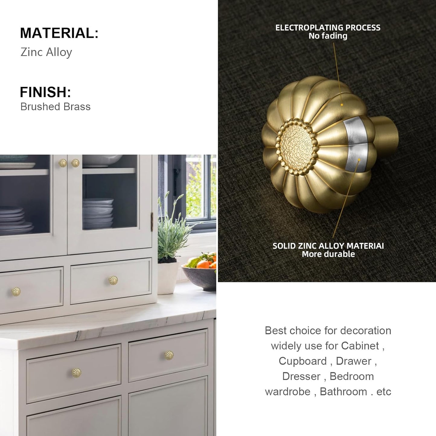 2 Pack 30mm Gold Cabinet Door Knobs Drawer Handles