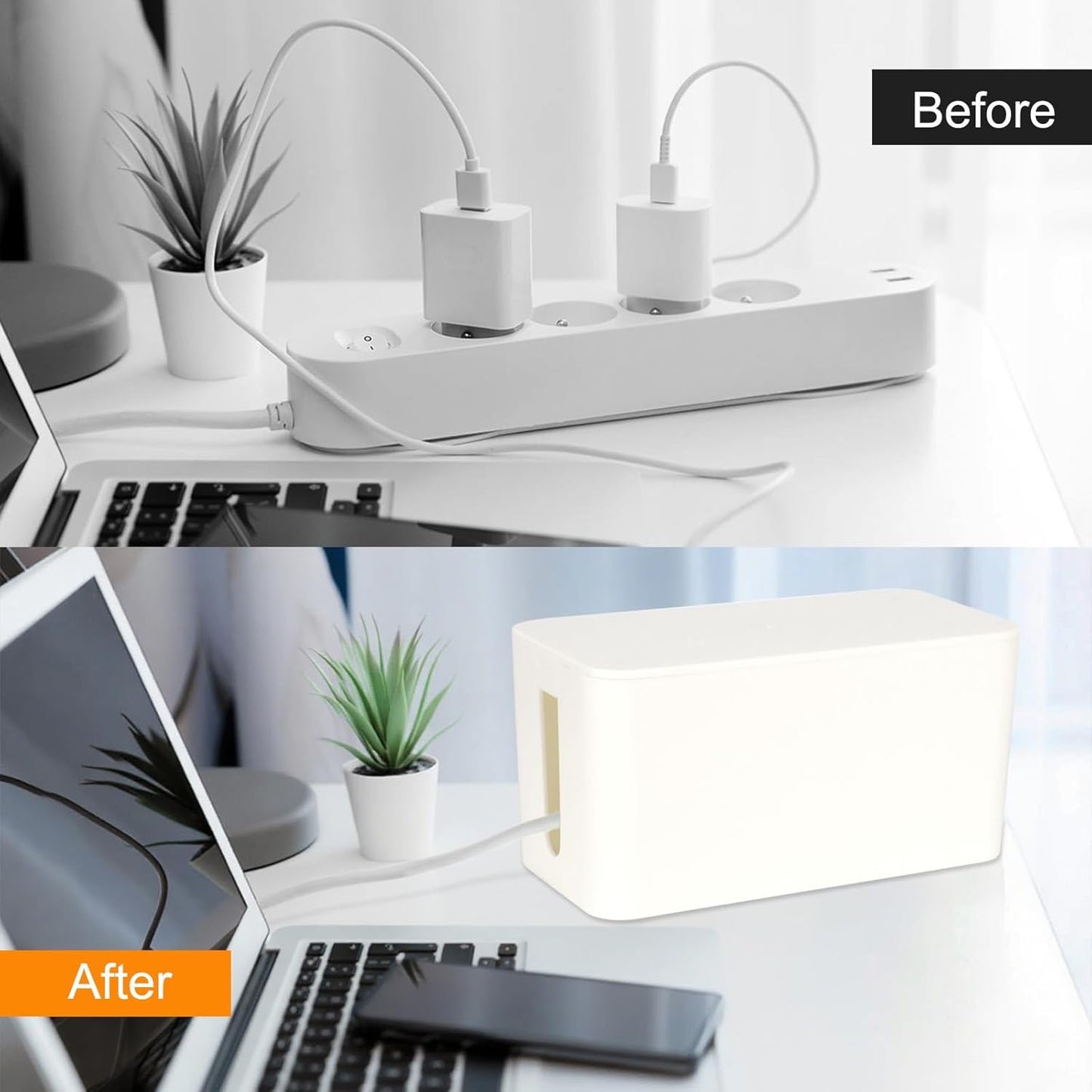 1 Piece Cable Organizer Box White Multifunctional Cable Management Solution