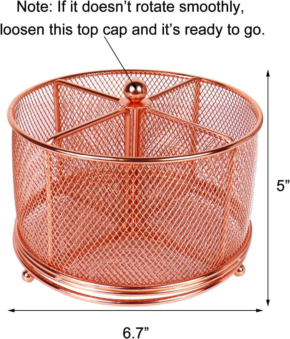 17x17x13cm Rose Gold Metal Mesh Desk Organizer Office Supplies Storage
