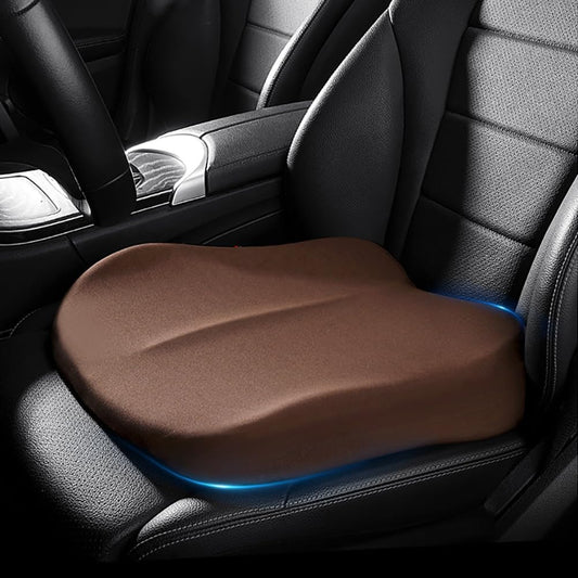 Memory Foam Car Seat Cushion 42x42x10cm Brown - Comfortable Supportive Auto Seat Pillow for Enhanced Driving Experience