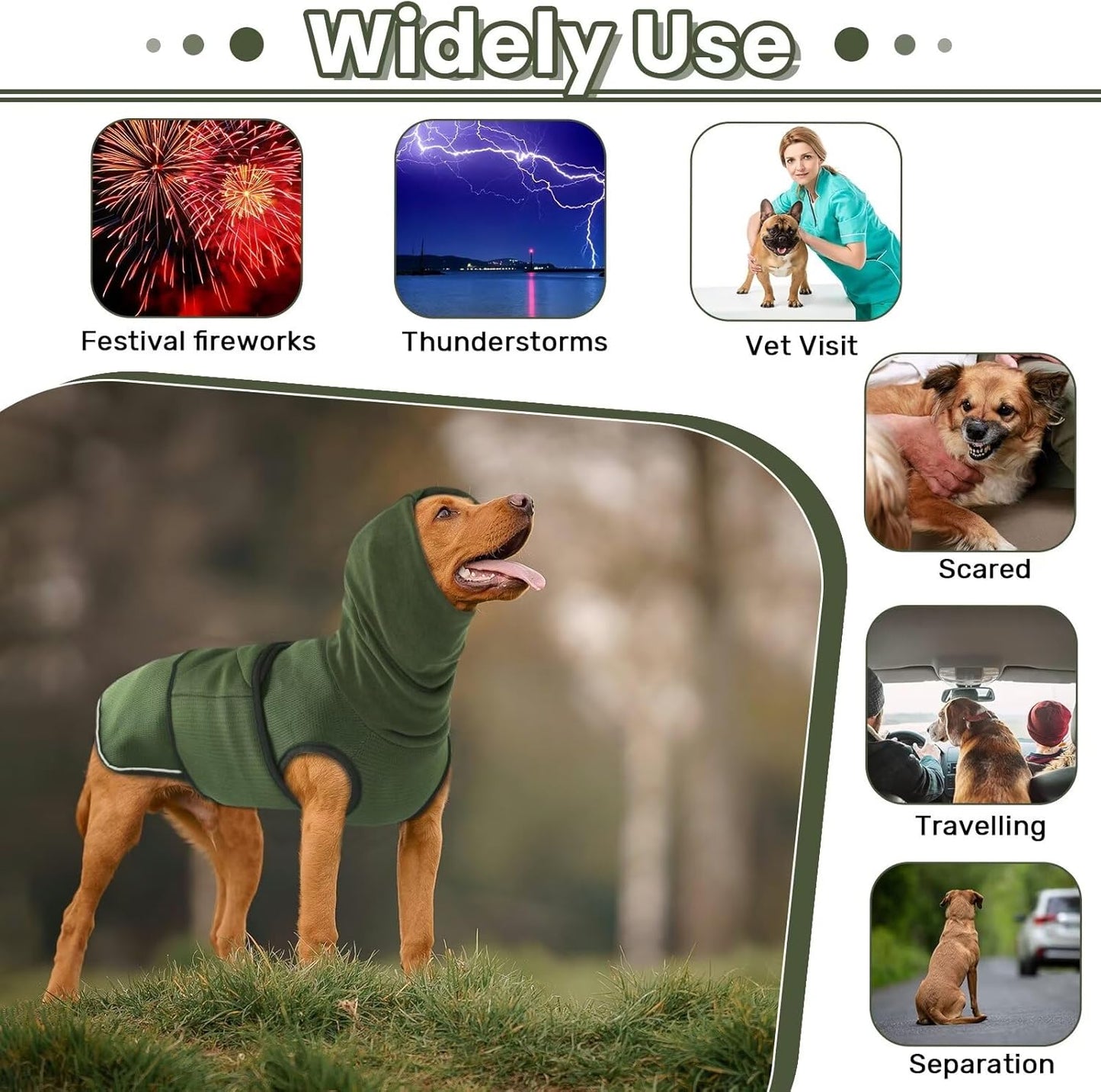 Small Military Green Dog Winter Coat - Soft Warm Adjustable Bodywarmer for Dogs