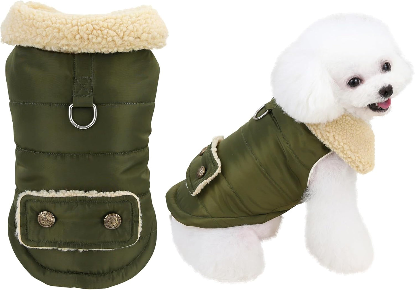 XL Military Green Winter Dog Coat Warm Pet Jacket for Cold Weather