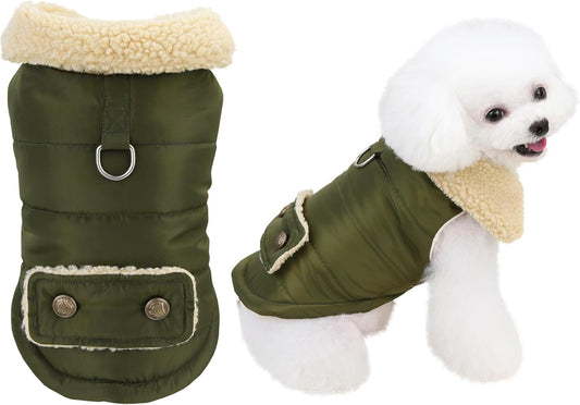 Winter Dog Coat Warm Padded Military Green XXL Size Dog Jacket for Cold Weather