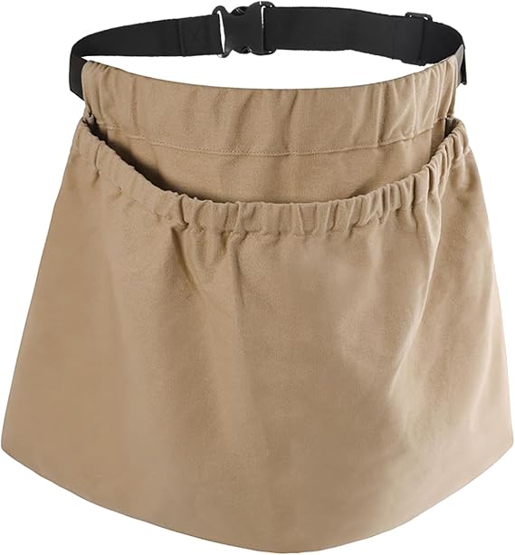 Adjustable Garden Apron with Pockets - Reusable Harvest Pouch for Fruit Picking - Portable Khaki Garden Tool Bag