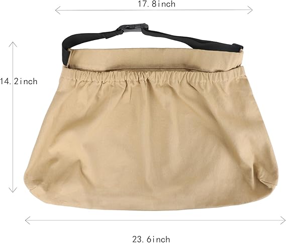 Adjustable Garden Apron with Pockets - Reusable Harvest Pouch for Fruit Picking - Portable Khaki Garden Tool Bag