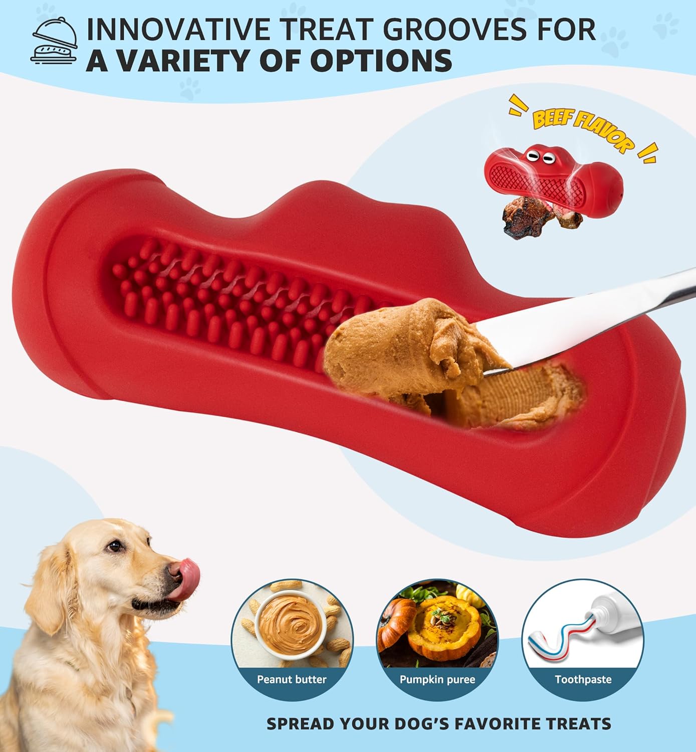 Red Indestructible Dog Chew Toy - Chew Stick for Medium and Large Dogs - Promotes Dental Care and Teeth Cleaning - 1 Piece
