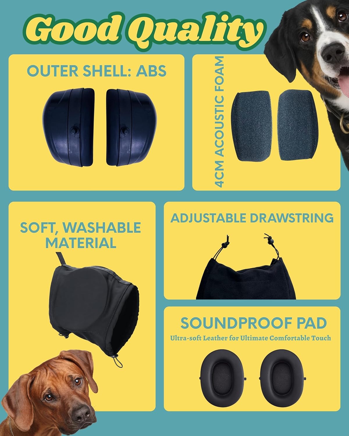 Dog Ear Muffs Soundproofing Hearing Protection Warm S Black 1 Piece