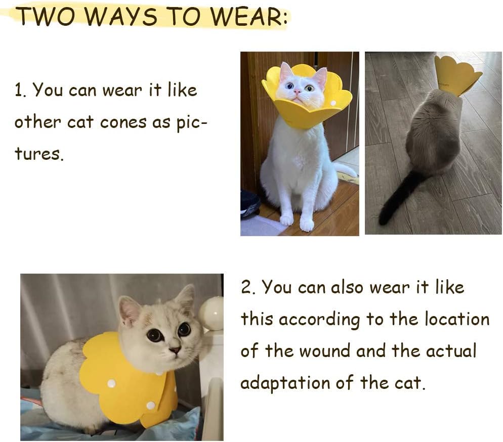 2 Pack Adjustable Soft Comfortable Cat Collars Dog Collar Pet Neck Protection Gear Yellow and Orange Small Size