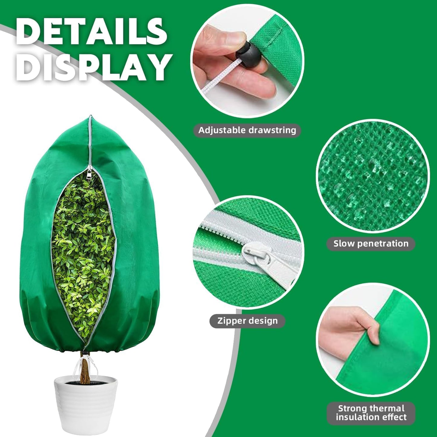 Winter Plant Frost Protection Covers 120x180cm Green 2 Pack Durable Garden Tree Shrub Cold Weather Shield