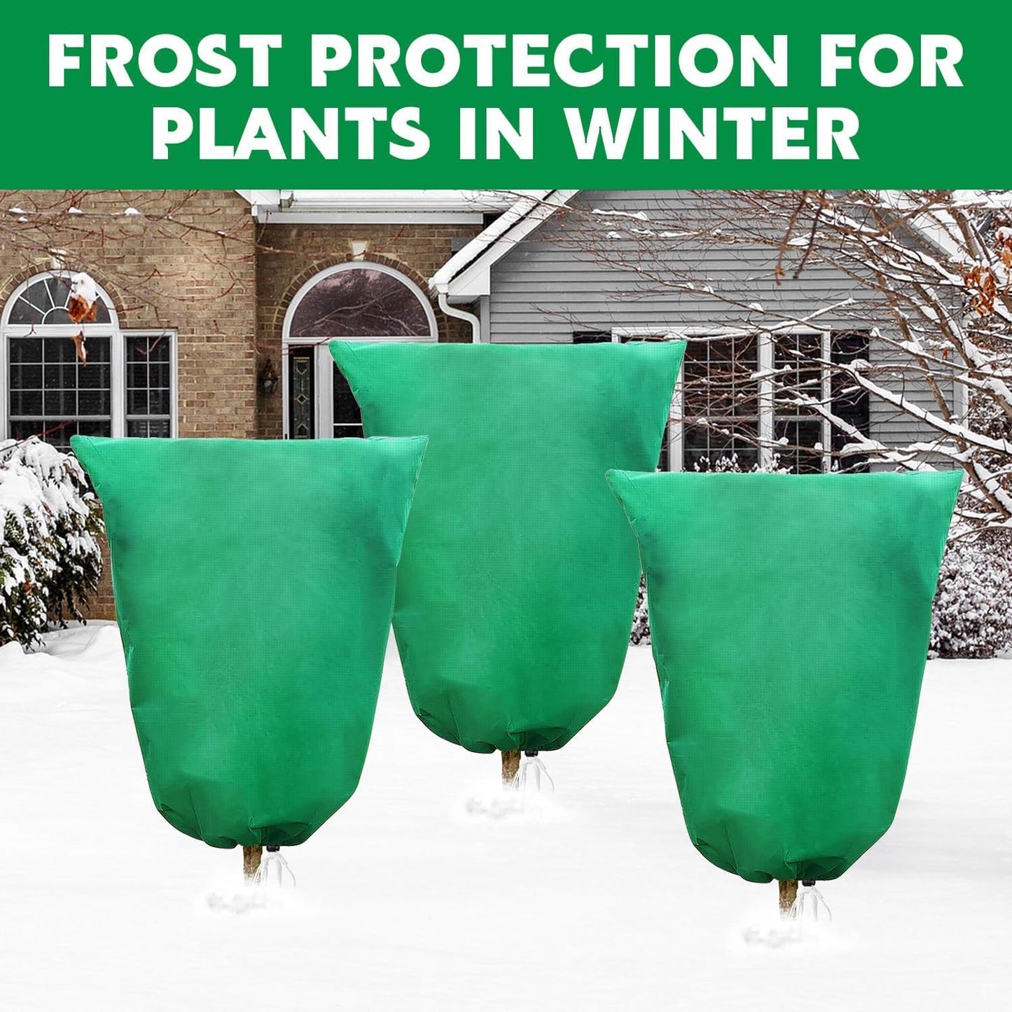 Winter Plant Frost Protection Covers 120x180cm Green 2 Pack Durable Garden Tree Shrub Cold Weather Shield