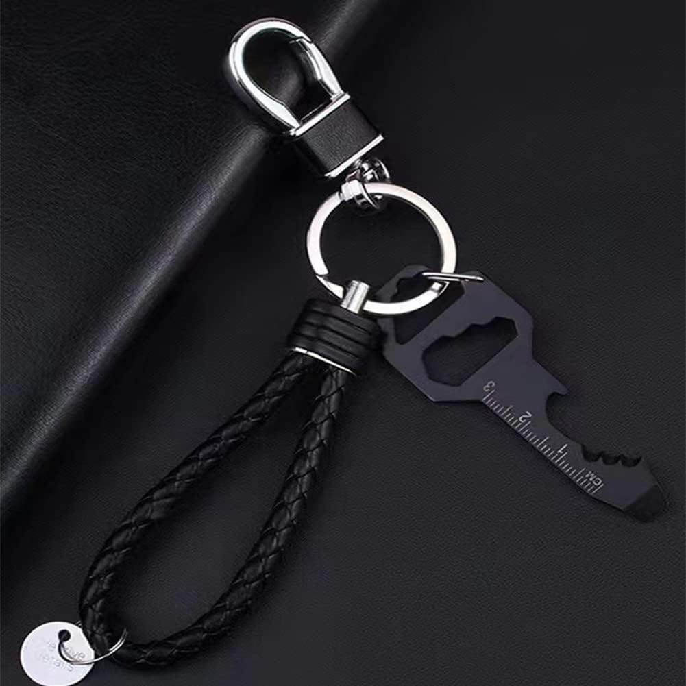 Multifunctional Can Opener Multitool - 1 Piece - Black - Includes Can Opener Hex Key Screwdriver & Ruler - Stainless Steel Pocket Tool for Daily Use