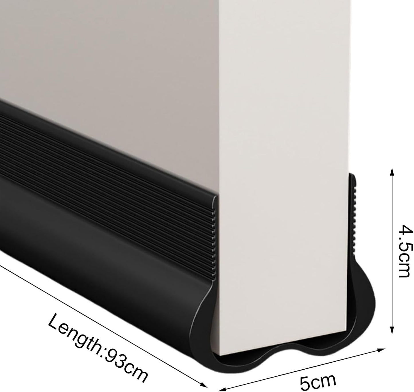 Adjustable Door Draft Stopper - Draft Strip Cushion - Double Sided Insulation - 93cm Black - Durable Weatherproof Door Seal