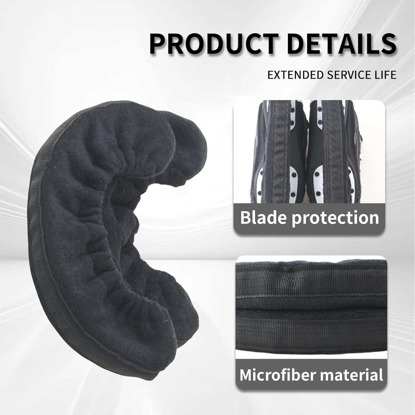 Junior Ice Hockey Figure Skating Hard Blade Guards Universal Black Pair
