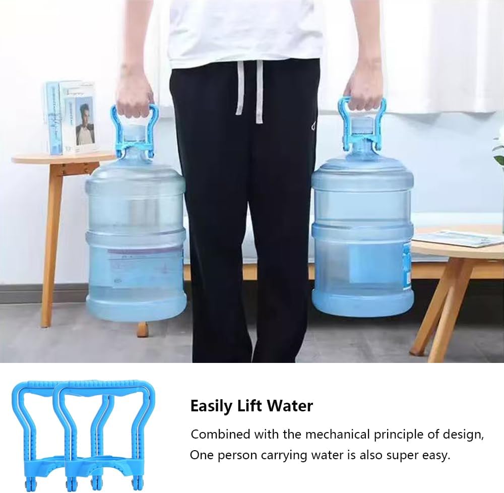Blue Water Jug Handle 2 Pack with 5 Gallon Water Bottle Cap Heavy Duty Kettle Clamp