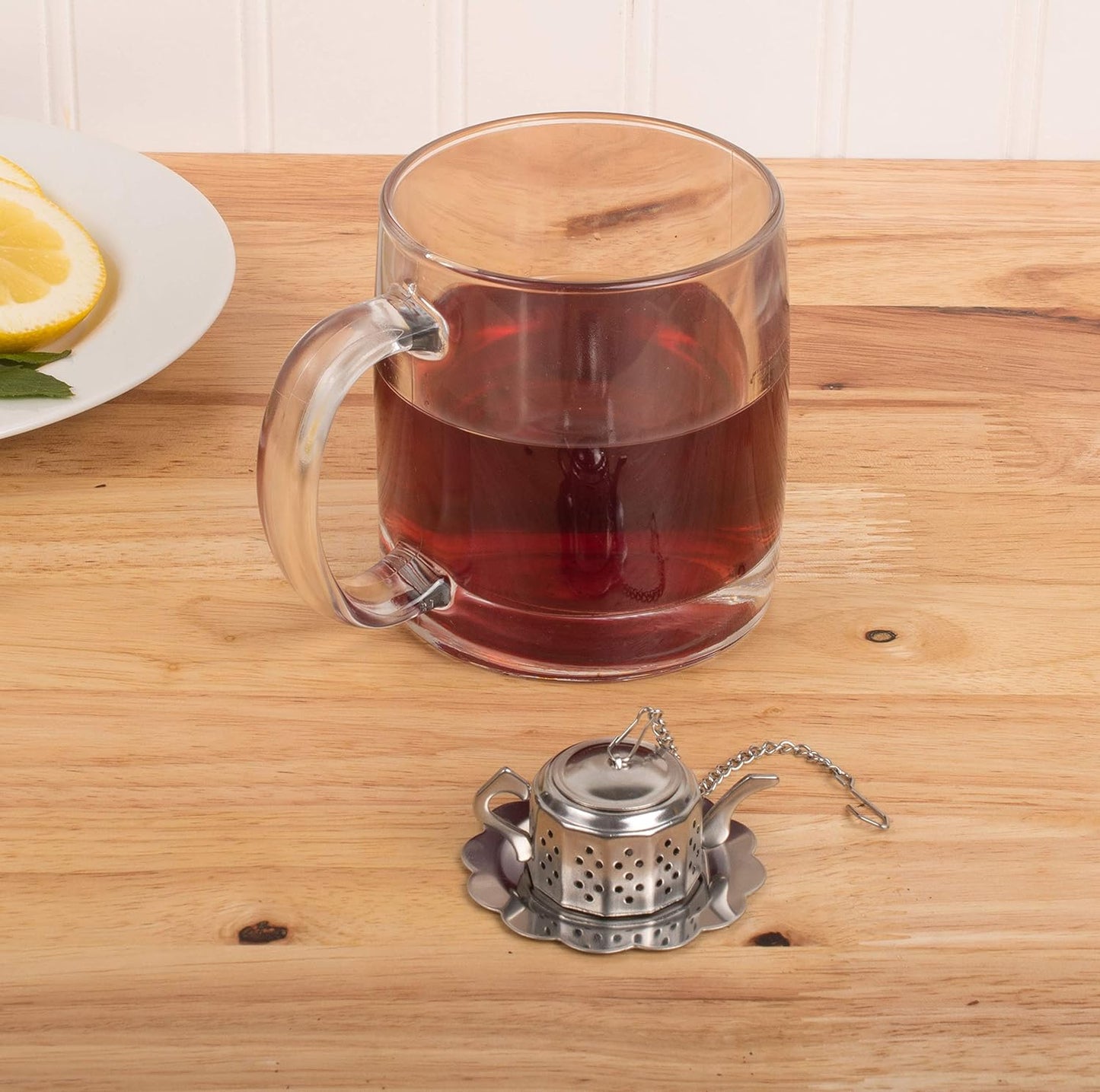 Fun Teapot Shaped Stainless Steel Loose Tea Strainer Reusable Tea Infuser Gift for Tea Lovers 1 Set