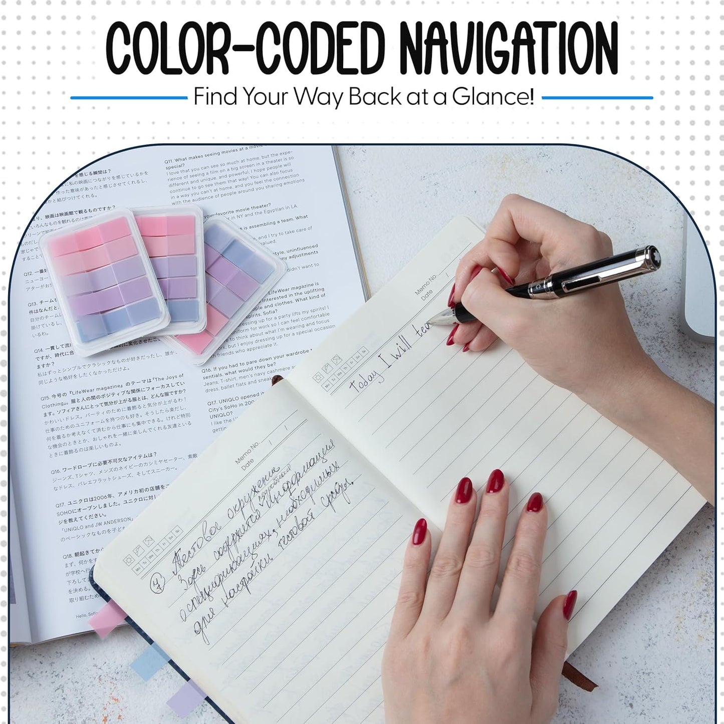 300 Transparent Writable Page Markers in Dispenser 5 Colours for Books and Studying 3 Pack