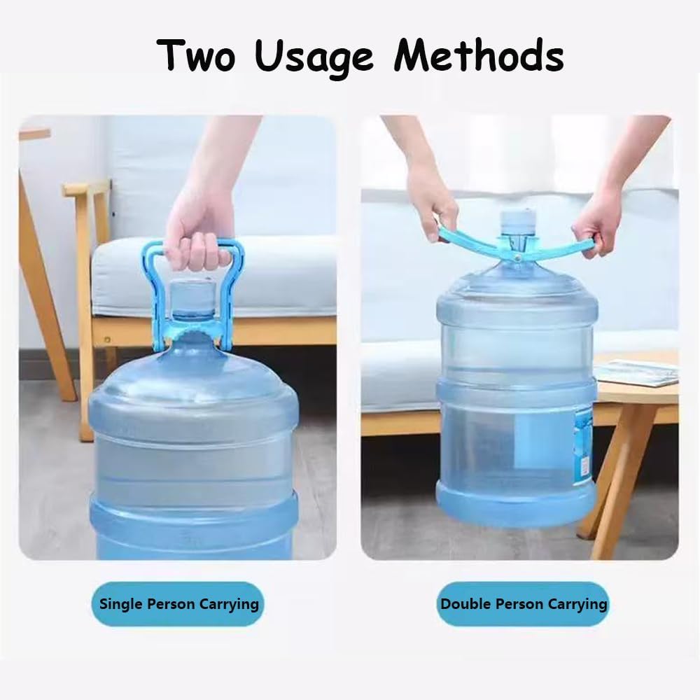 2 Pack Blue and Yellow Water Jug Handle with 5 Gallon Water Bottle Cap Heavy Kettle Clamp