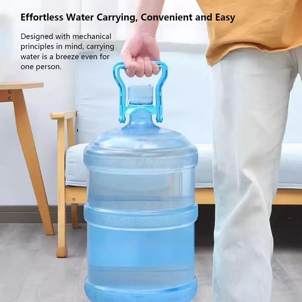 2 Pack Blue and Yellow Water Jug Handle with 5 Gallon Water Bottle Cap Heavy Kettle Clamp