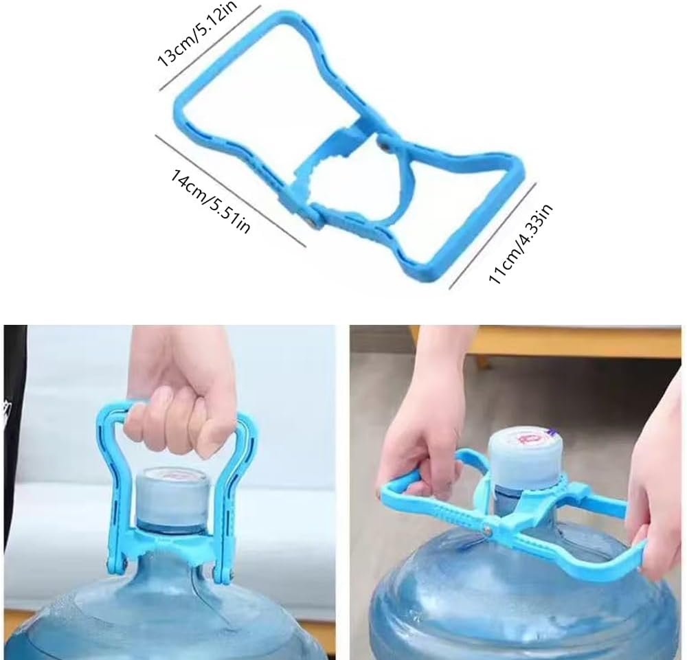 2 Pack Blue and Yellow Water Jug Handle with 5 Gallon Water Bottle Cap Heavy Kettle Clamp