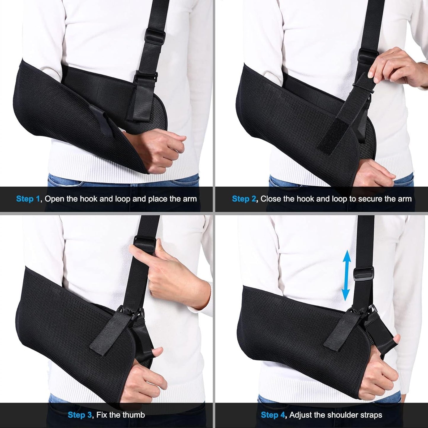 Adjustable Breathable Arm Sling Shoulder Immobilizer Support Brace Universal for Men Women Left Right Arm