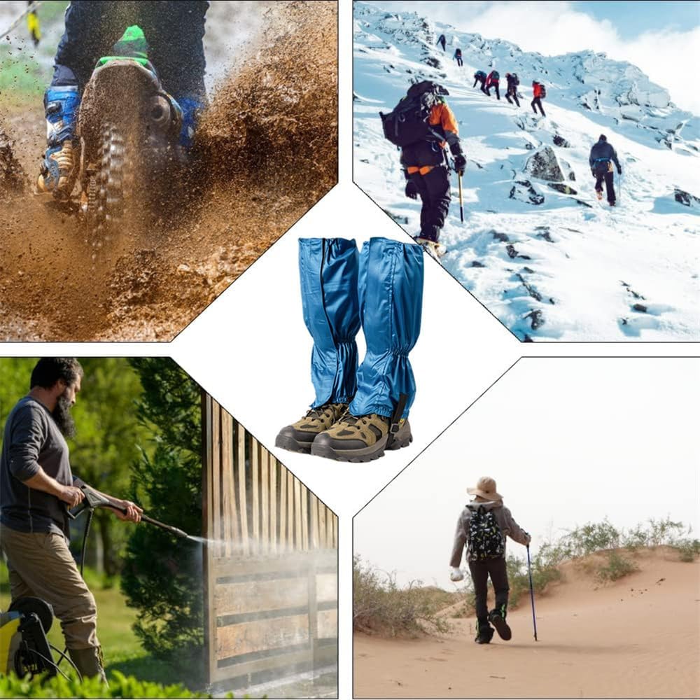 Waterproof Gaiters for Outdoor & Hiking - Protect Legs from Snow Mud & Branches - 600D Ripstop Fabric Adjustable Pair