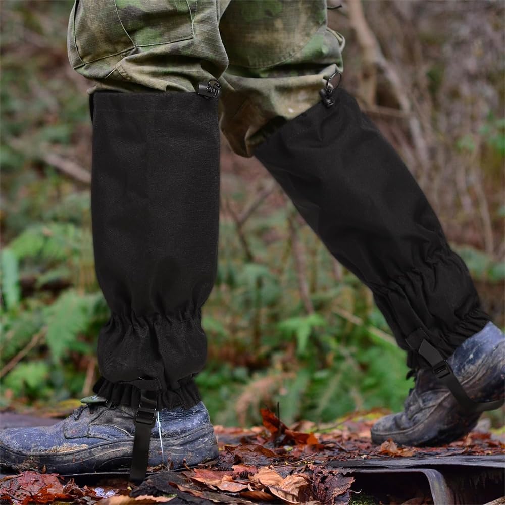Waterproof Gaiters for Outdoor & Hiking - Protect Legs from Snow, Mud & Branches - 600D Ripstop Fabric - Adjustable - 1 Pair