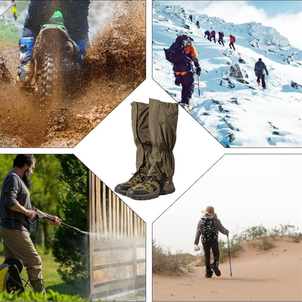 Waterproof Gaiters for Outdoor & Hiking - Protect Legs from Snow, Mud & Branches - 600D Ripstop Fabric - Adjustable - 1 Pair