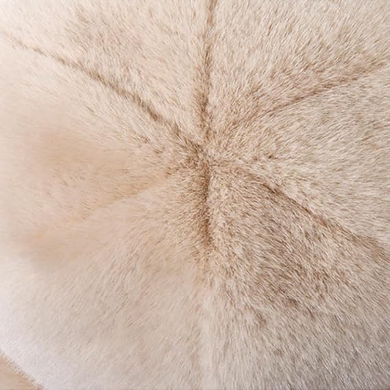 Beige Fluffy Faux Fur Hat Soft Plush Warm Winter Accessory