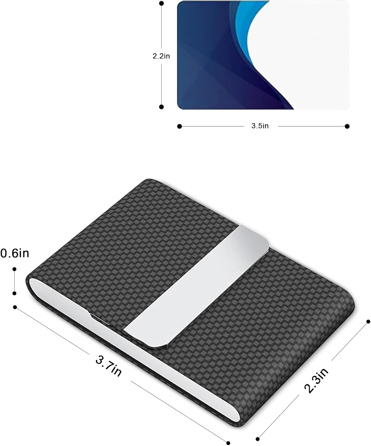 Men's PU Leather and Stainless Steel Magnetic Closure Credit Card Holder Luxury Business Card Case Black