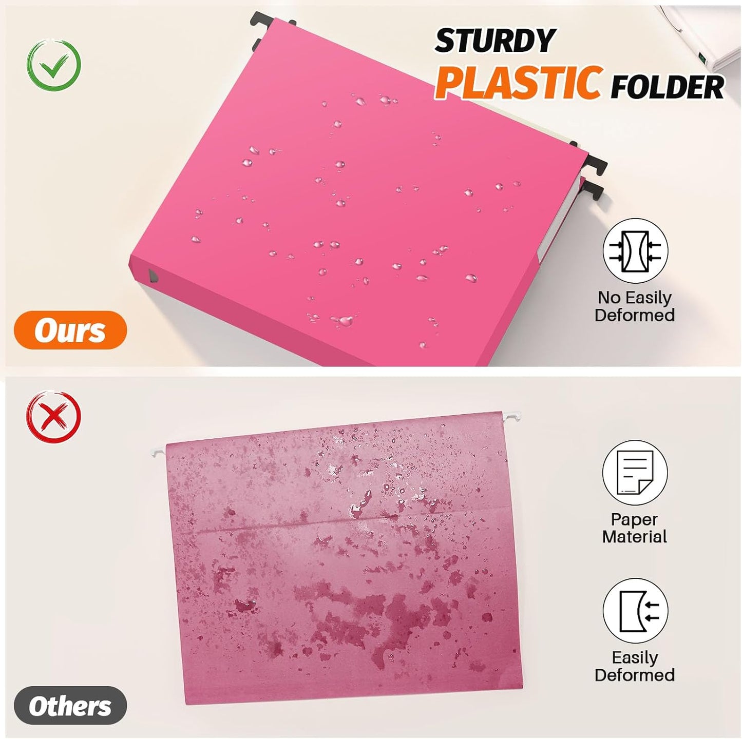 A4 Hanging Folders Set of 6 with Extendable Bottom Large Capacity Plastic Filing Folders with Tabs for Filing Cabinet