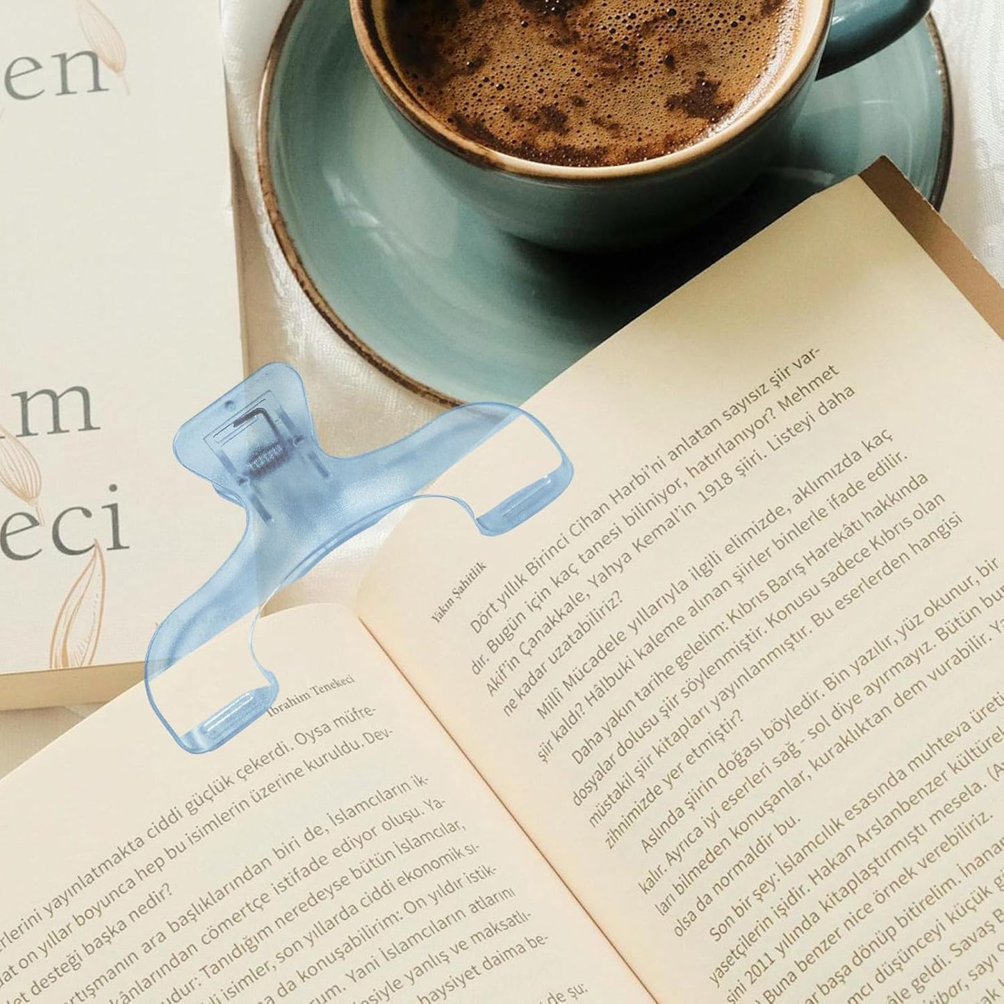 2 Pack Transparent Cookbook & Music Book Page Holders - Hands-Free Reading Clips - Blue Book Stand Accessories