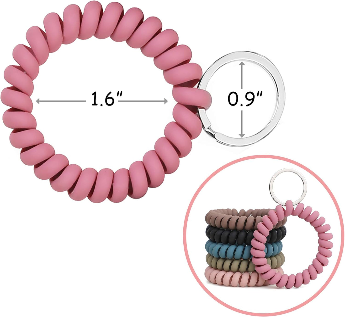 6 Pack Spiral Wristbands Adjustable Waterproof for Sports