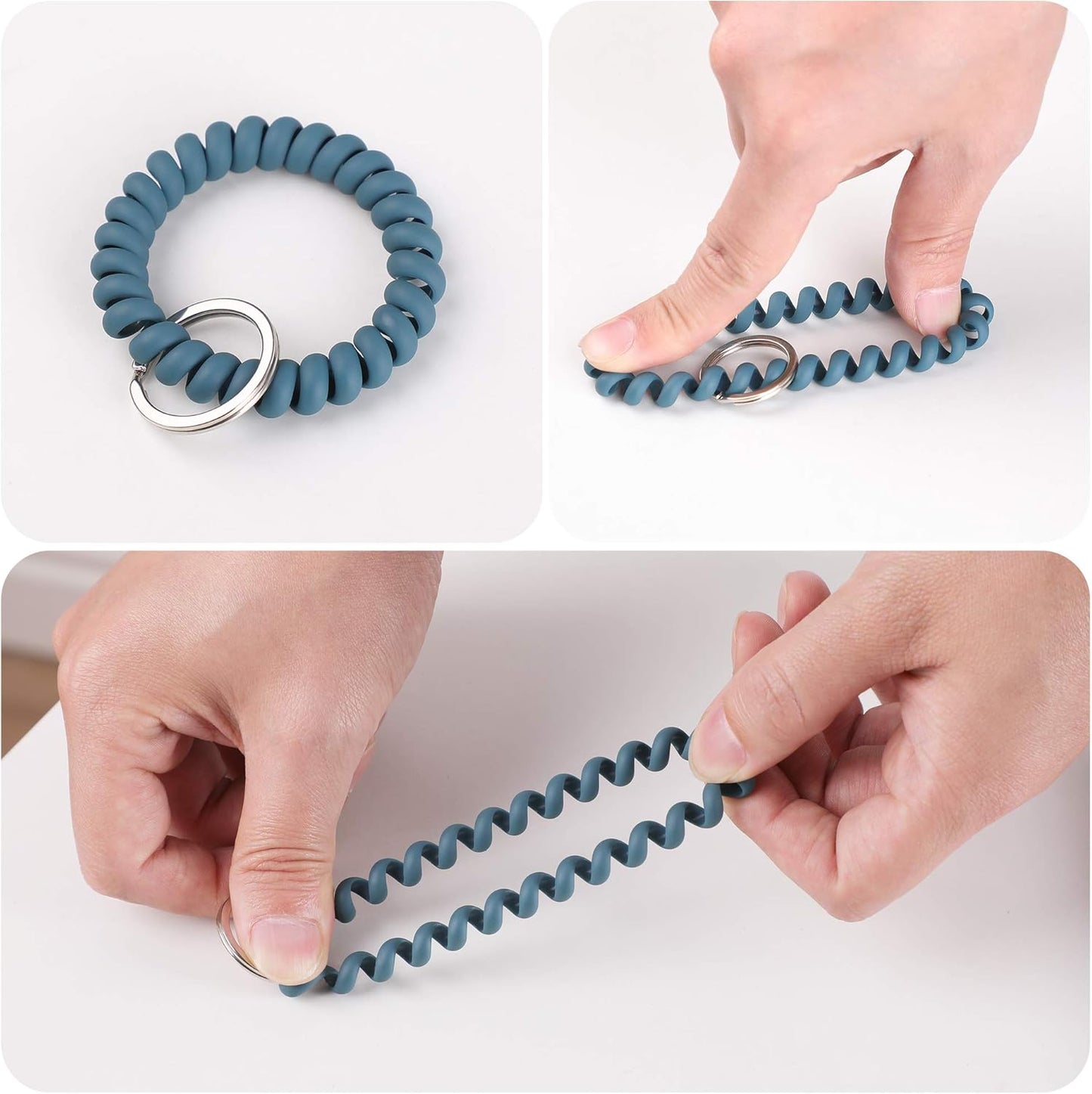 6 Pack Spiral Wristbands Adjustable Waterproof for Sports