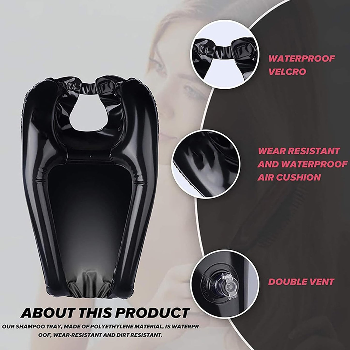 Portable Shampoo Basin - Comfortable Hair Care Without Bending - Ideal for Limited Mobility - Black - Set of 1